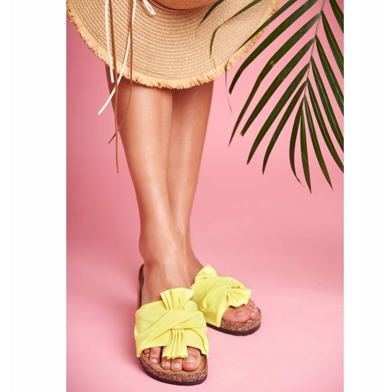 PS1 Női papucs parafa íjakon Neon sárga íj 2