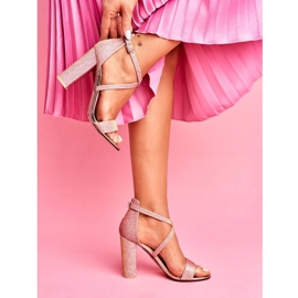 SEA Női szandál a sarkán csillogó pezsgő Vivi rózsaszín sárga 1