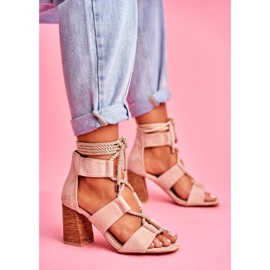 SEA Női szandál a sarkán Kötve velúr Beige Amore bézs 1