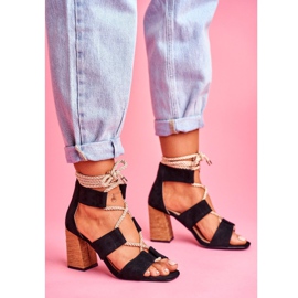 SEA Női szandál a sarkán Kötve velúr Black Amore fekete 1