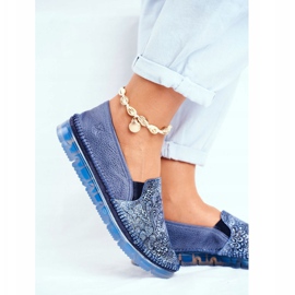 Női Brogues Maciejka Slip-on bőr Navy Blue 03512-45 sötétkék 1