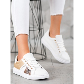 SHELOVET Kényelmes fehér cipők sárga 2