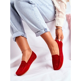 S.Barski Női cipők áttört bőrrel Red Salem piros 2