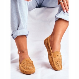 S.Barski Női cipők áttört bőrből Camel Salem barna 1