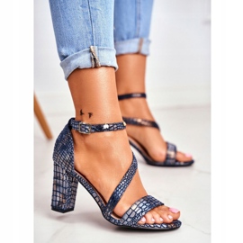 Női szandál magassarkúban Sergio Leone Navy Blue Husk SK870 sötétkék 1