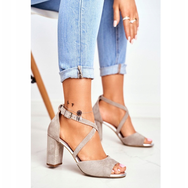 Női szandál magassarkúban Sergio Leone Grey SK865 szürke 1