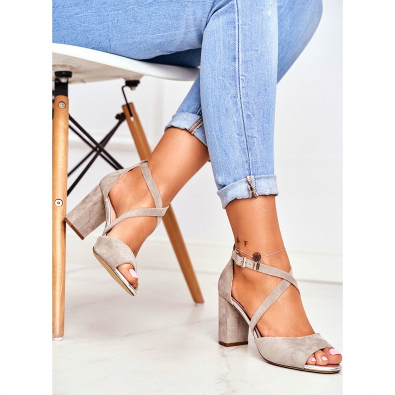 Női szandál magassarkúban Sergio Leone Grey SK865 szürke 2