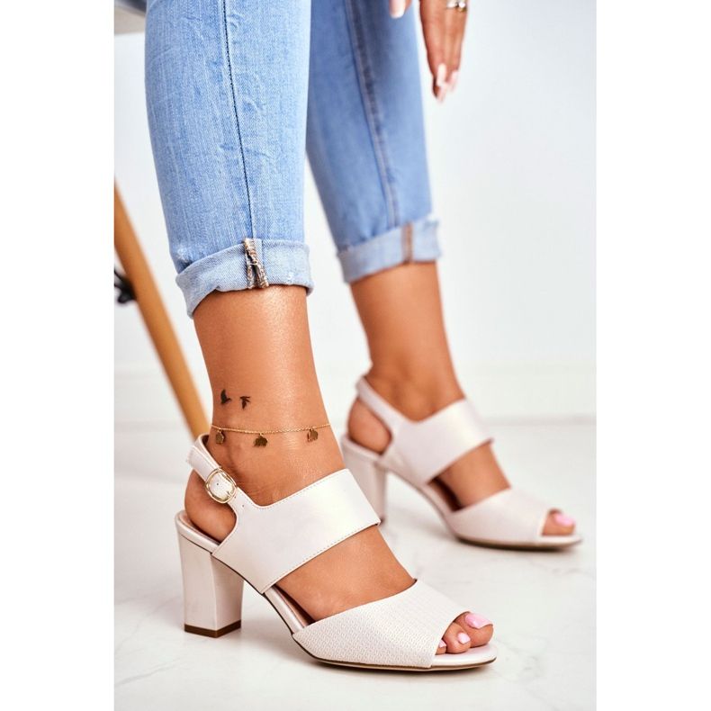 Női szandál magassarkúban Sergio Leone bézs Perła SK778 1 Női szandál magassarkúban Sergio Leone bézs Perła SK778 1