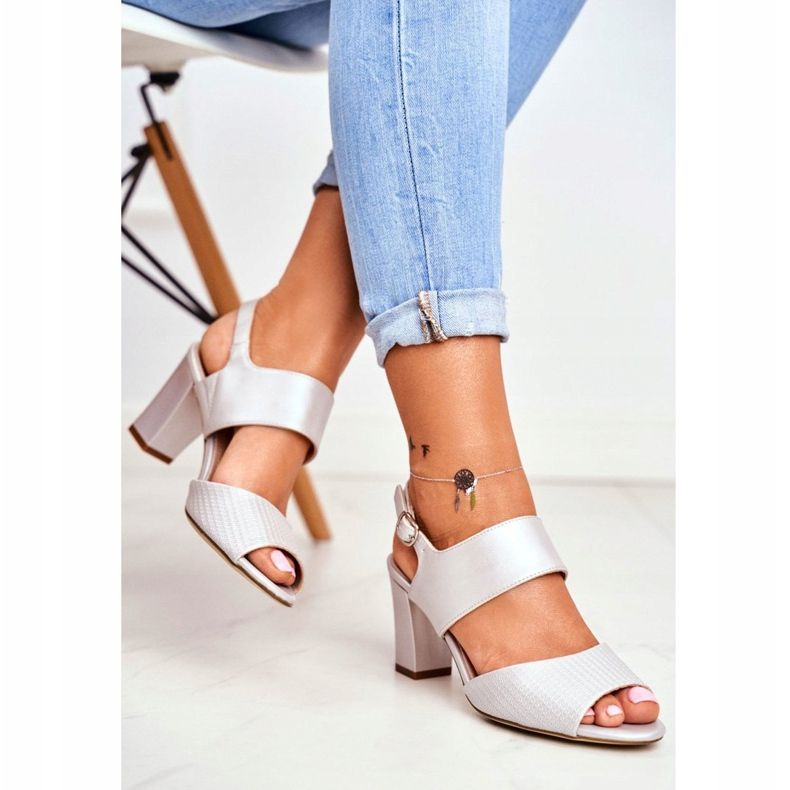 Női szandál magassarkúban Sergio Leone Silver SK778 barna sokszínű szürke 2