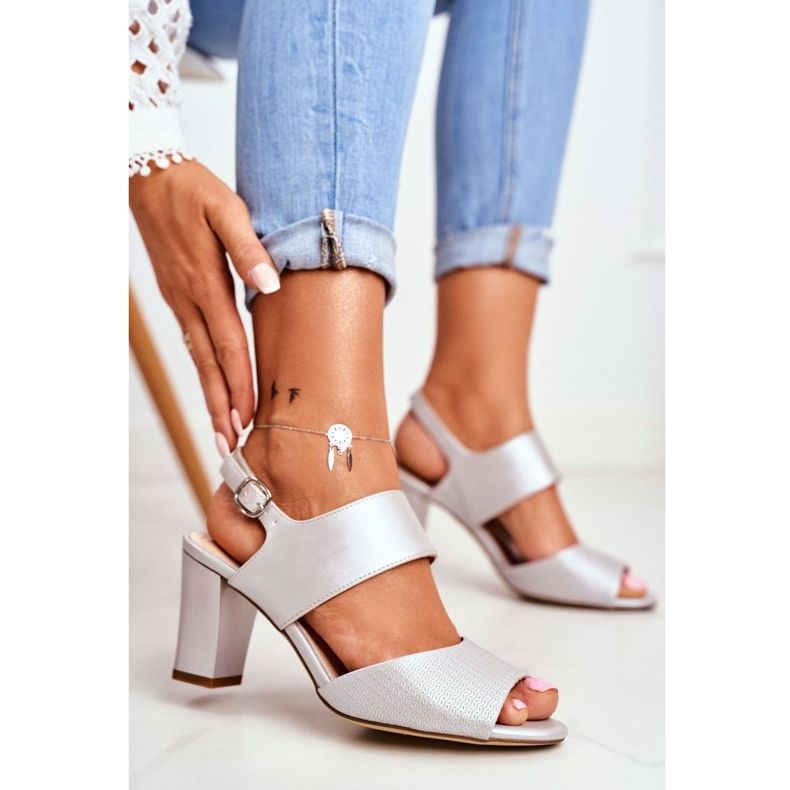 Női szandál magassarkúban Sergio Leone Silver SK778 barna sokszínű szürke 1