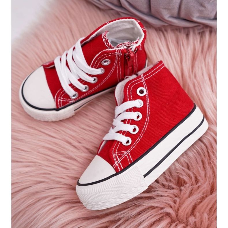 FRROCK Gyermek klasszikus magas cipők cipzárral, piros Filemon 1