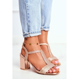 HAN Női szandál a sarkán Csillogó pezsgő Perfecto rózsaszín sárga 1