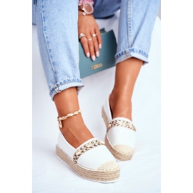 HAN Női espadrilles fehér Mindi lenvászon platformon 1