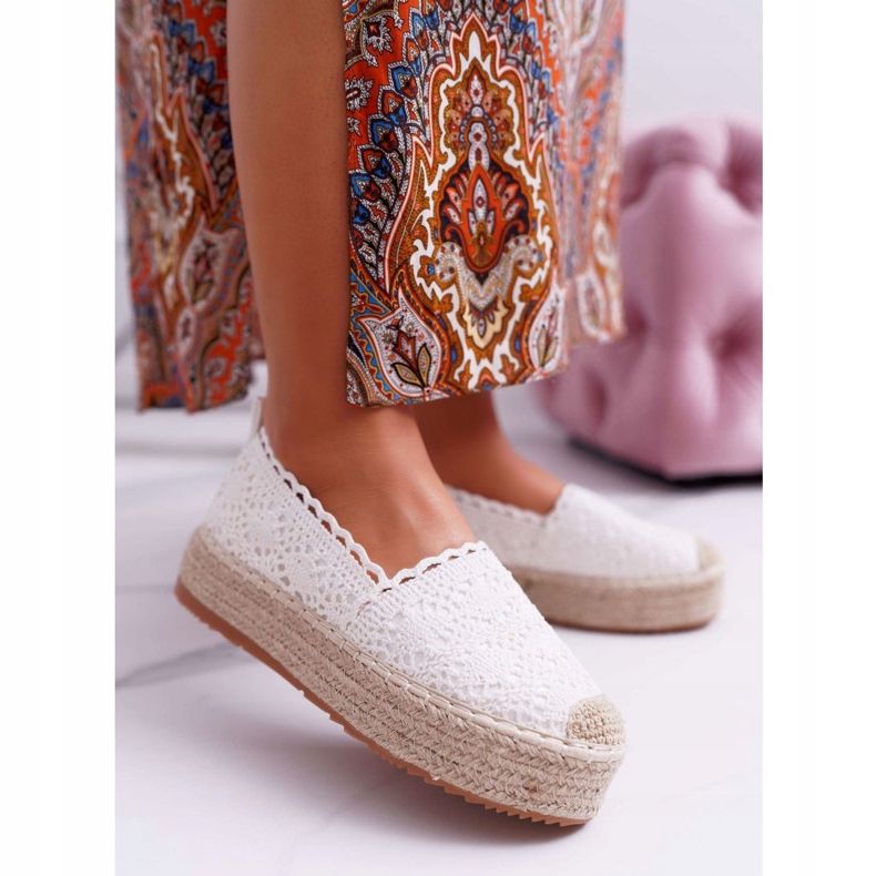 ADY Női espadrilles csipke fehér Desante platform 1 ADY Női espadrilles csipke fehér Desante platform 1