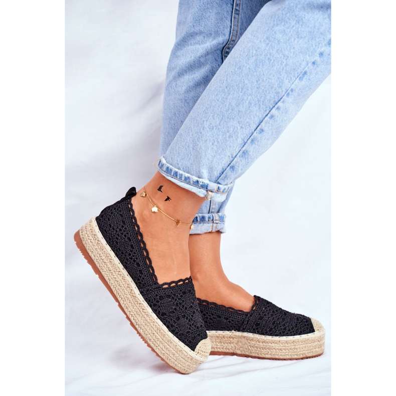 ADY Női espadrilles csipke fekete Desante platform 2 ADY Női espadrilles csipke fekete Desante platform 2