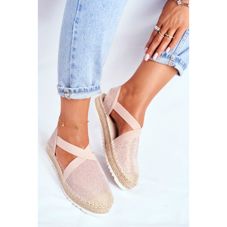 ADY Női espadrilles kivágott Pink Glitter motívummal rózsaszín 2