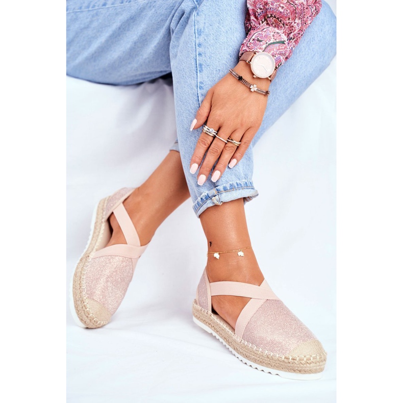 ADY Női espadrilles kivágott Pink Glitter motívummal rózsaszín 1