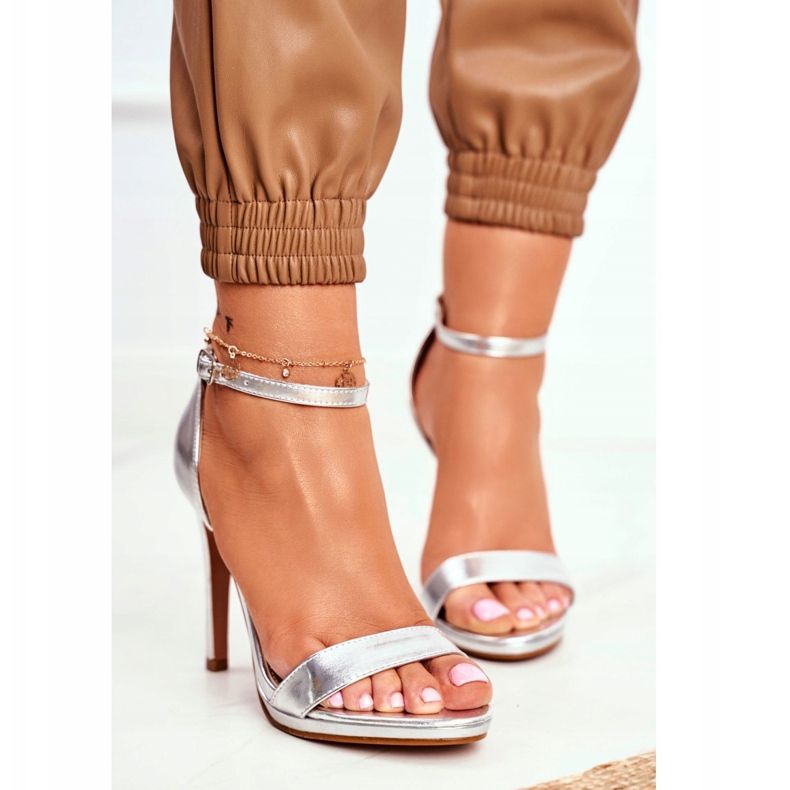 FW1 Női szandál magas sarkú ezüst őrületben szürke 2