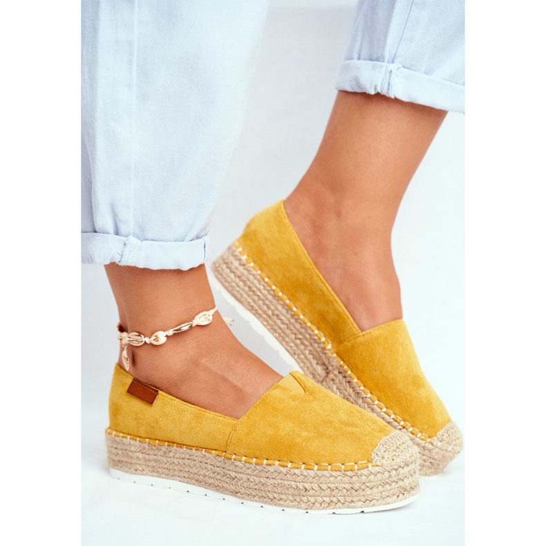 FRBS Női espadrilles sárga La Playa lenvászon platformon 2