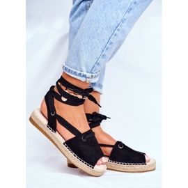 FRJ Női espadrillák az ágynemű platformon Fekete Monacoz 2