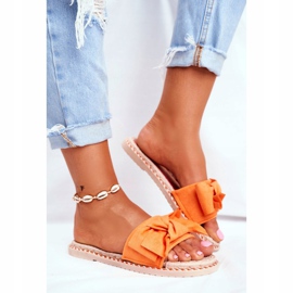 FJ1 Női papucs narancssárga neon boldogság íjjal 2