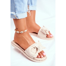 FRJ Női bézs boldogságpapucs íjjal 2