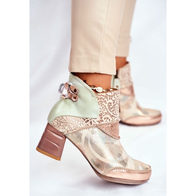 Női csizma magas sarkú Maciejka bézs 03410-04 barna zöld 1