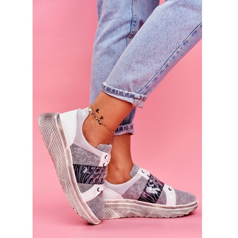 Sportcipő Női bőrcipő Maciejka 04448-03 fehér szürke 1