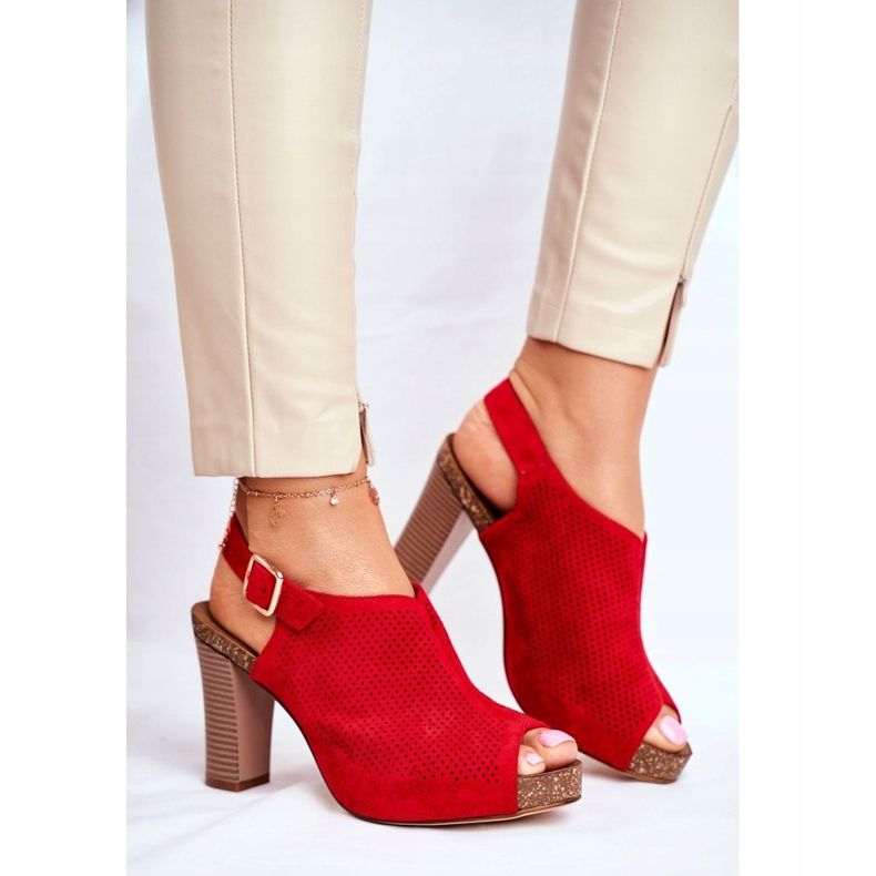 Női szandál magassarkúban Sergio Leone SK855 Red Senillo piros 1