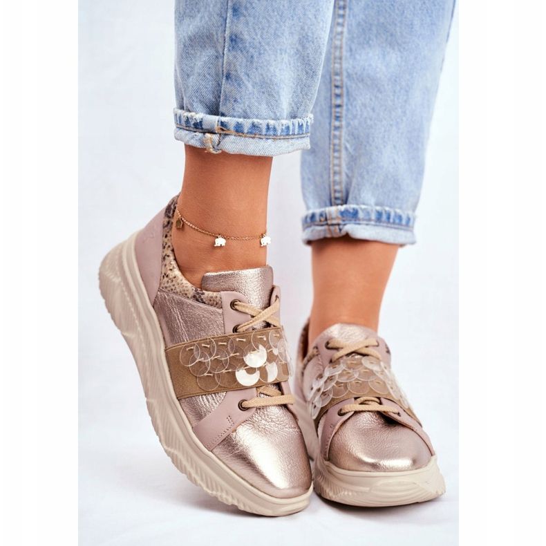 Sportcipő Női bőrcipő Maciejka 04448-25 bézs sokszínű aranysárga 2