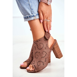 EVE Női szandál a sarkán Áttört tépőzáras khaki szabályok 2