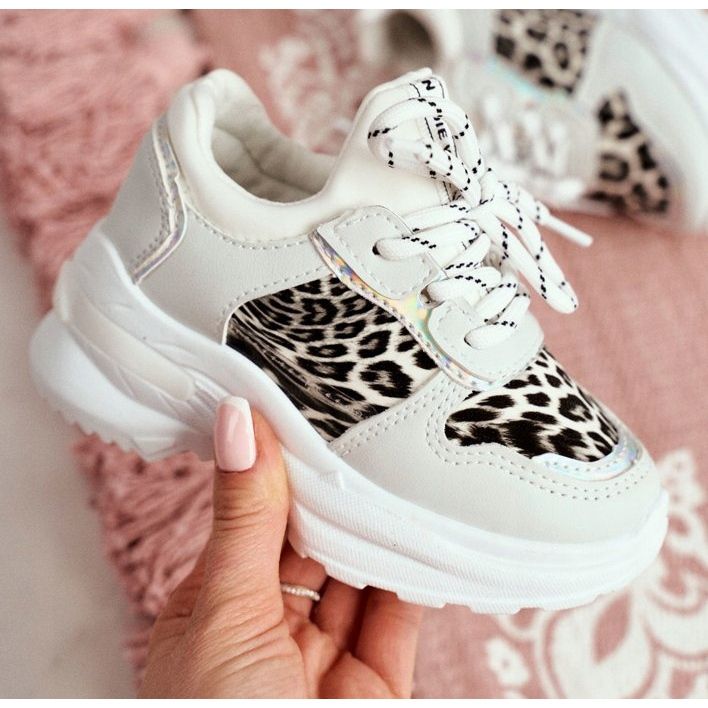FRROCK Fehér Penny Leopard Print gyermek sportcipő szürke 2