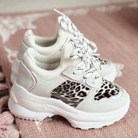 FRROCK Fehér Penny Leopard Print gyermek sportcipő szürke 3