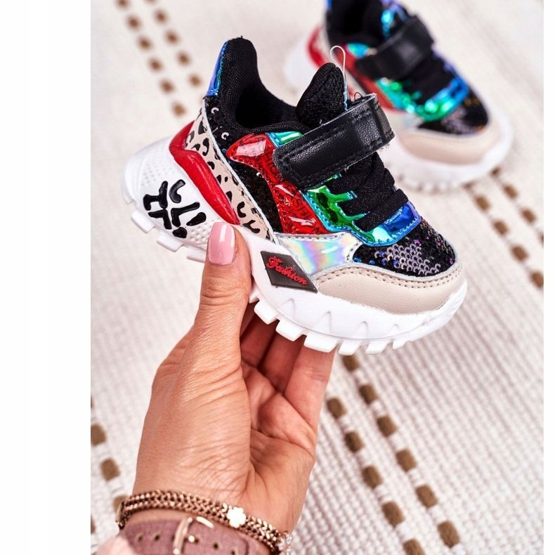 FRROCK Sport gyermekcipő tépőzáras fekete színnel Légy boldog sokszínű 1