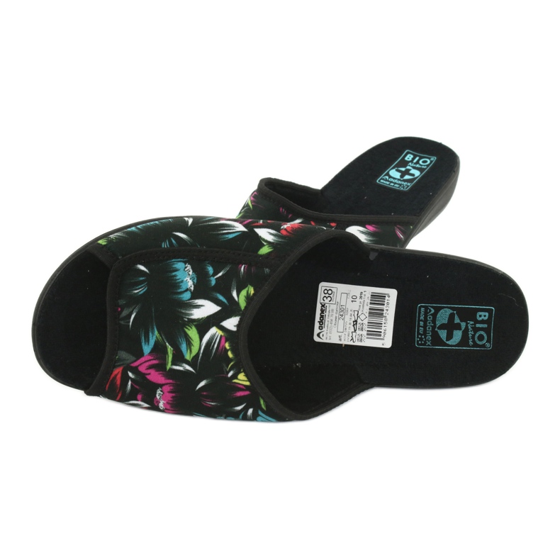 Női papucs virágok Adanex 24301 fekete kék rózsaszín zöld 4