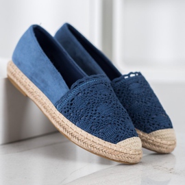 Small Swan Velúr espadrillák csipkével kék 2 Small Swan Velúr espadrillák csipkével kék 2