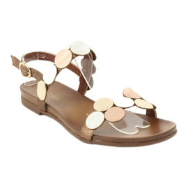 M.Daszyński Szandál arany kerekek Daszyński MR1958-1 barna ezüst aranysárga 1