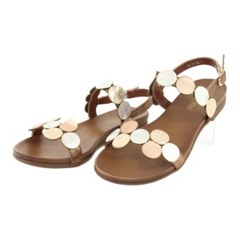 M.Daszyński Szandál arany kerekek Daszyński MR1958-1 barna ezüst aranysárga 3