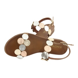 M.Daszyński Szandál arany kerekek Daszyński MR1958-1 barna ezüst aranysárga 4