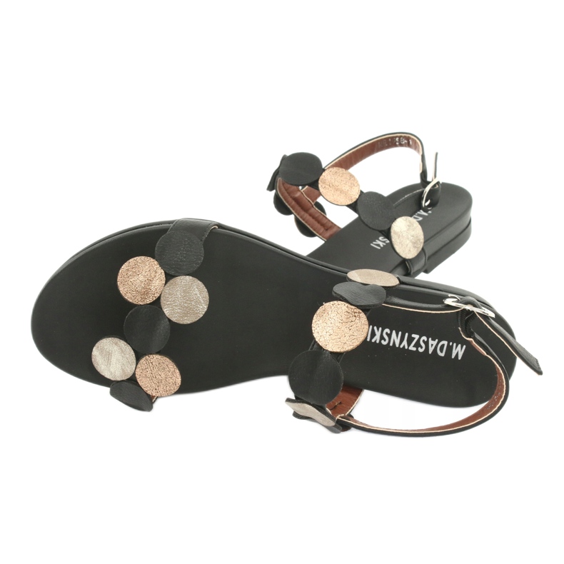 M.Daszyński Fekete szandál arany gyűrűvel Daszyński MR1958-1 sárga 4