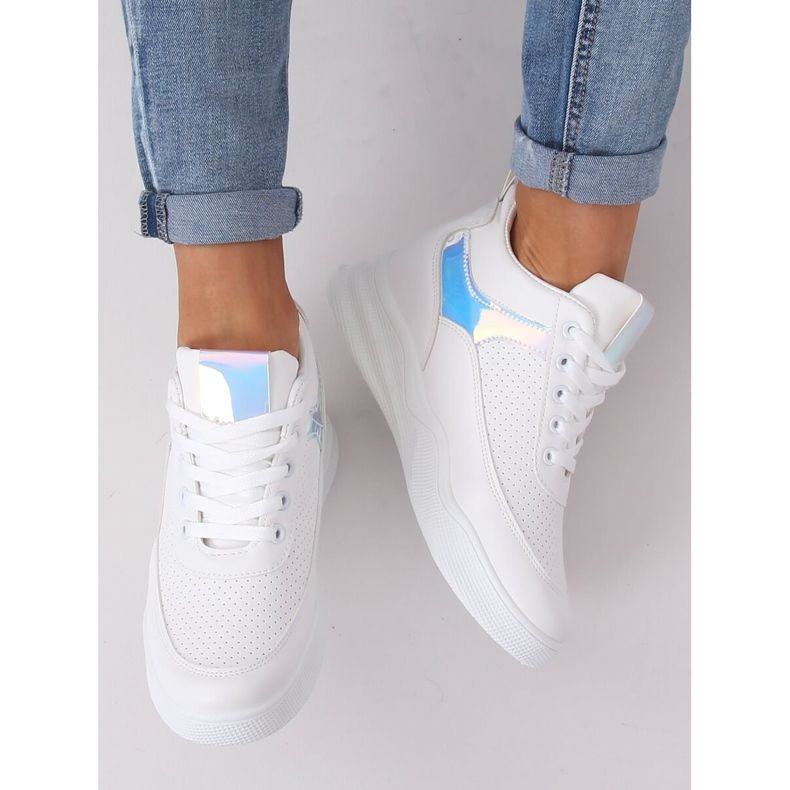 Fehér sportcipő ék sarkú 85-429 FEHÉR / EZÜST 1