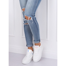 Fehér sportcipő ék sarkú 85-429 FEHÉR / EZÜST 2