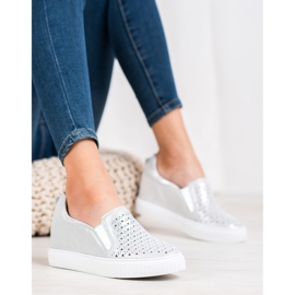 Filippo Bőr Slipons az ék szürke 1