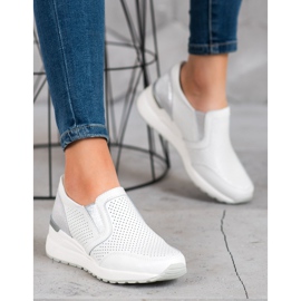 Filippo Áttört bőr slipons fehér szürke 2