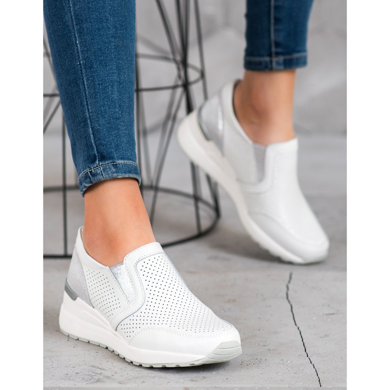 Filippo Áttört bőr slipons fehér szürke 2