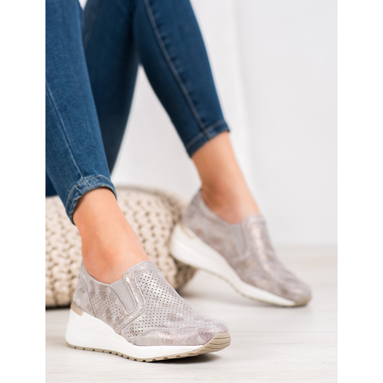 Filippo Áttört bőr slipons barna sárga 1