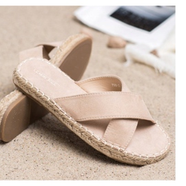 SHELOVET Kényelmes velúr papucs bézs 1