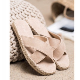 SHELOVET Kényelmes velúr papucs bézs 2