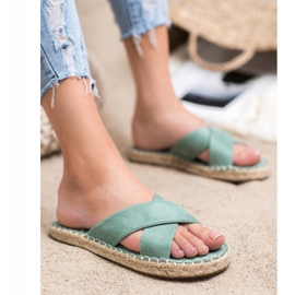 SHELOVET Kényelmes velúr papucs zöld 1