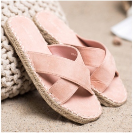 SHELOVET Kényelmes velúr papucs rózsaszín 2